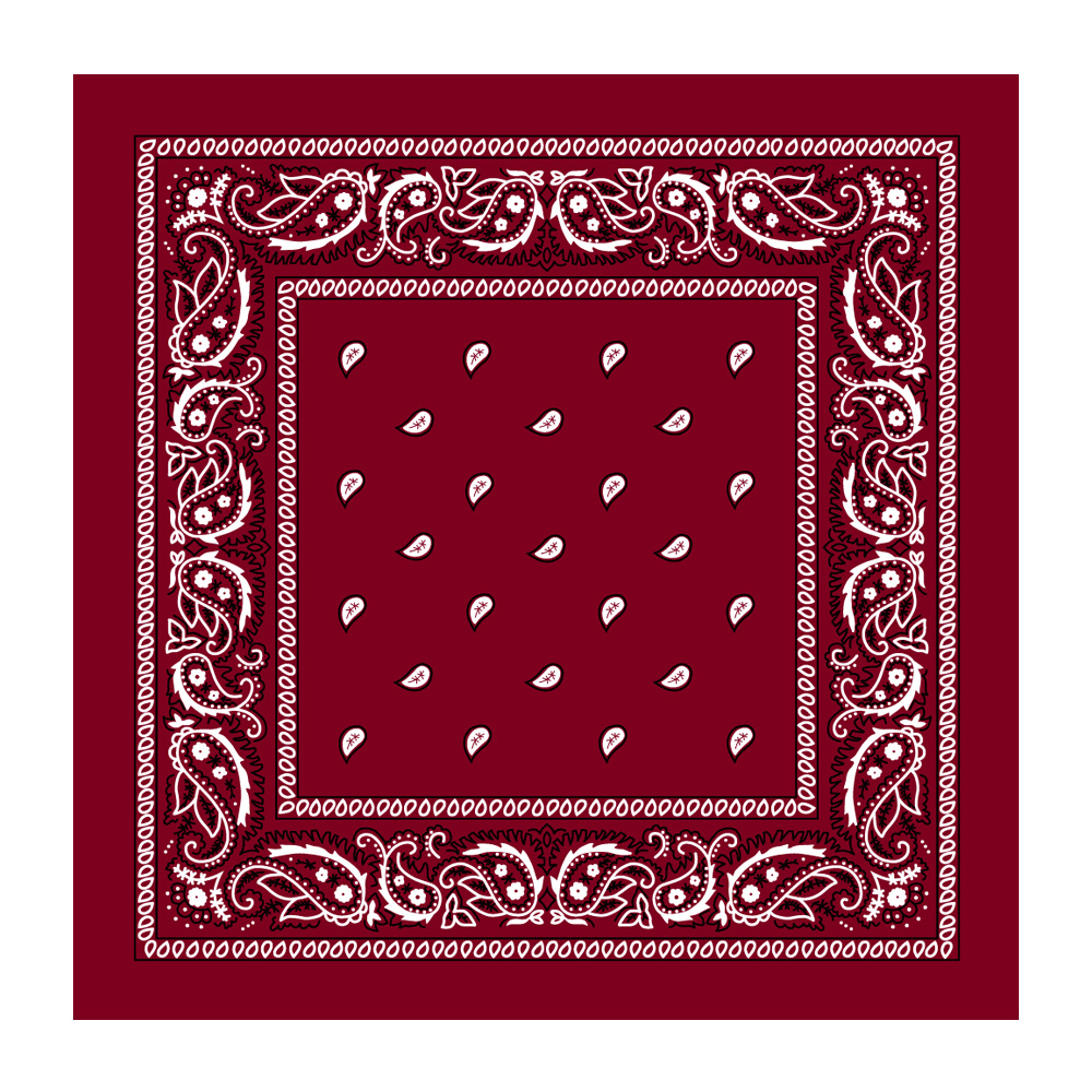 BANDANA Paisley 100% COTTON Head Wrap Durag Bandanna Summer Biker Scarf Mask - Burgundy