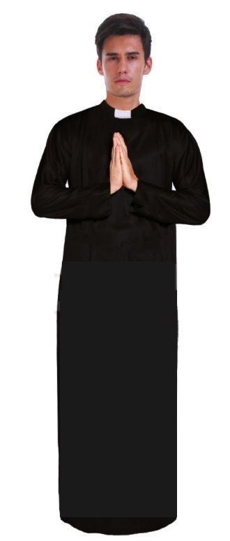 Men's PRIEST Father Costume Religious Halloween Robe Church Collar Vicar Preacher