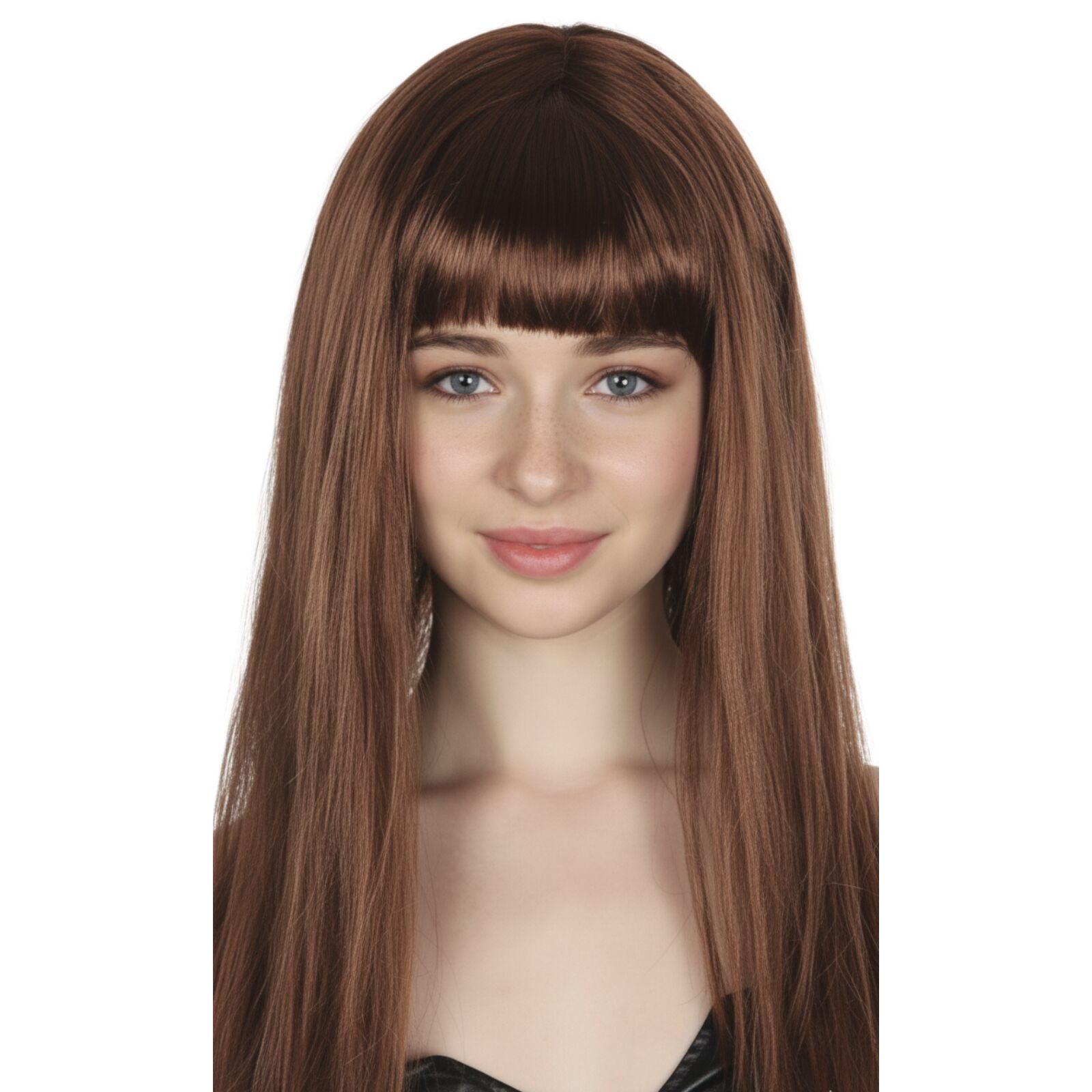 LONG WIG Straight Party Hair Costume Fringe Cosplay Fancy Dress 70cm Womens - Brown (22465)