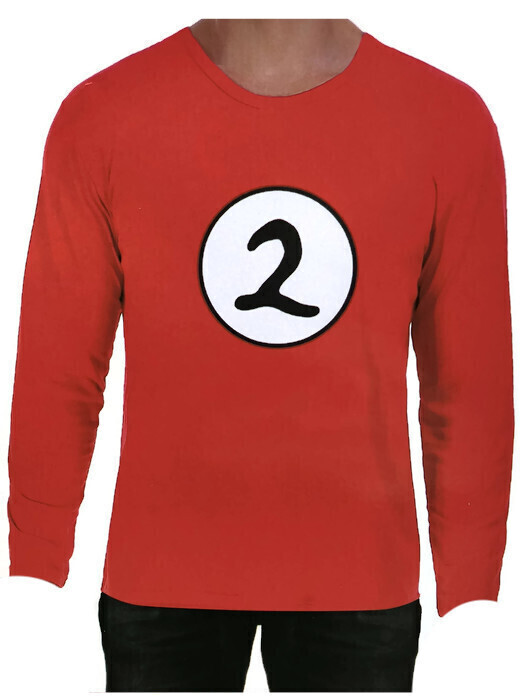 Adult Cat In The Hat Thing 2 Long Sleeve Red Top Costume Book Week - S