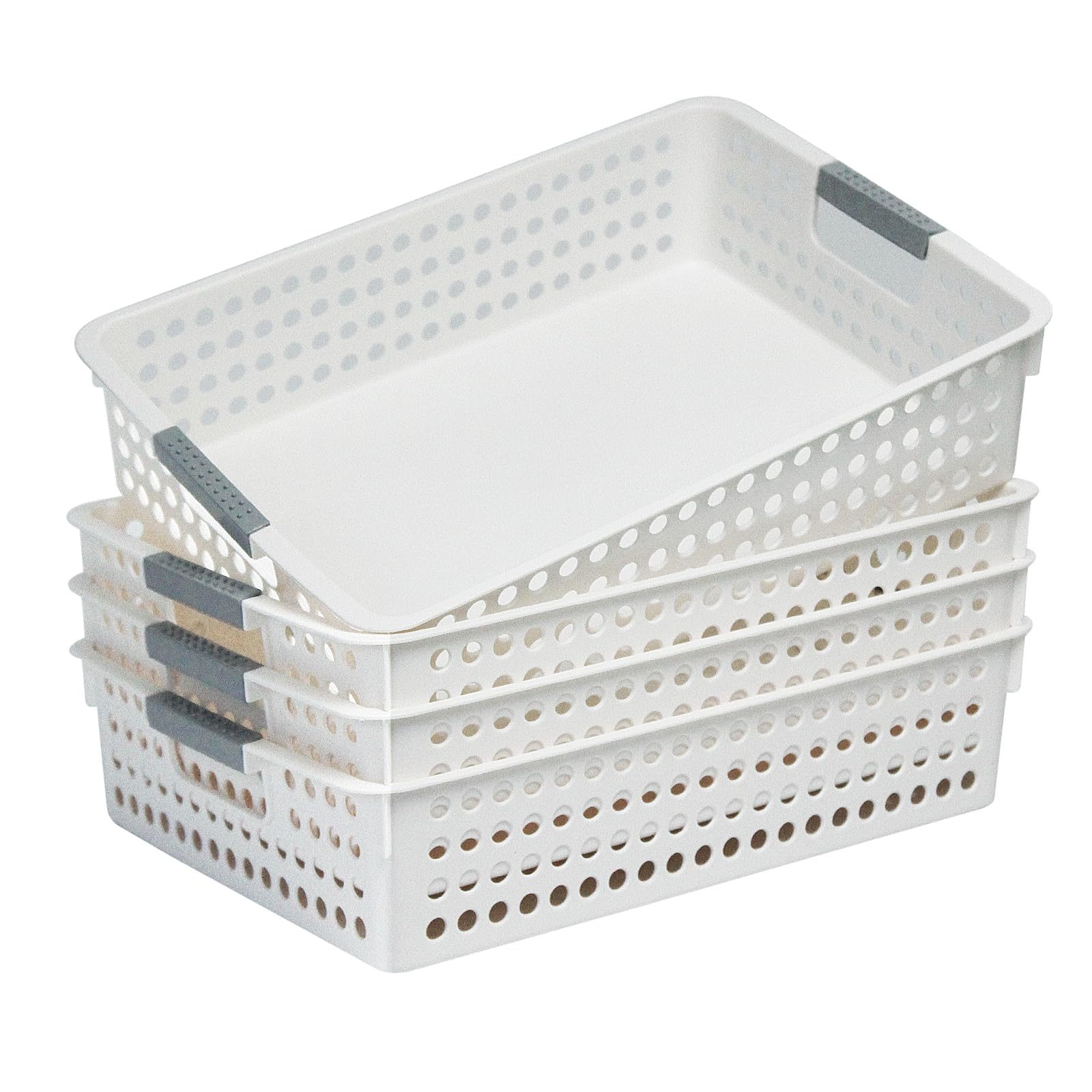 36x Premium Plastic Storage Basket Bulk w/ Grip Handles 26.5*17.2*7.3cm