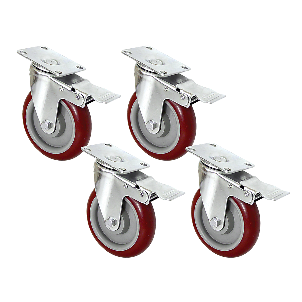 4 Pack 5 Inch Heavy Duty Locking Caster Wheels Swivel Plate Castors