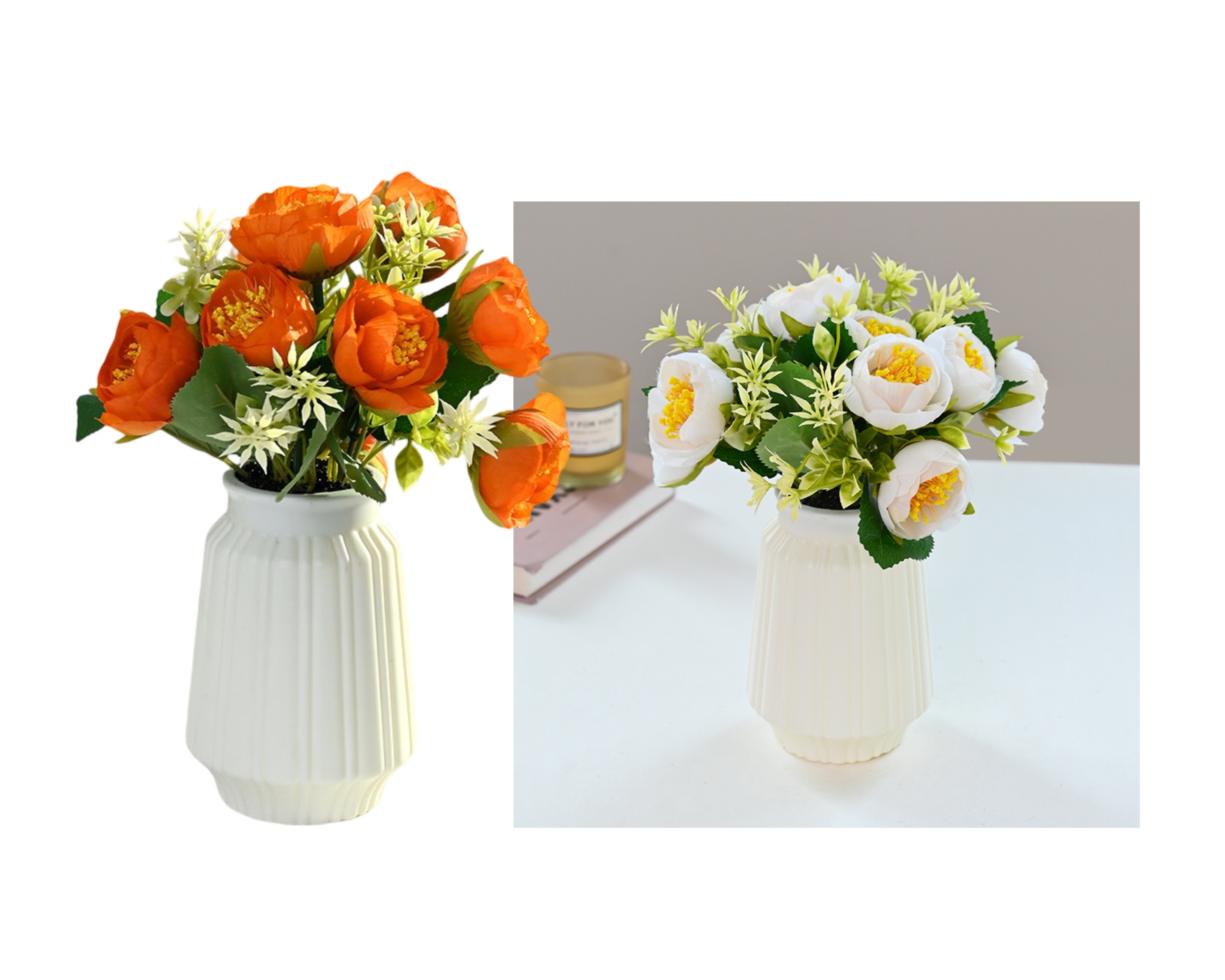 bulk 8 Artificial Peony Pot Assort 20cm