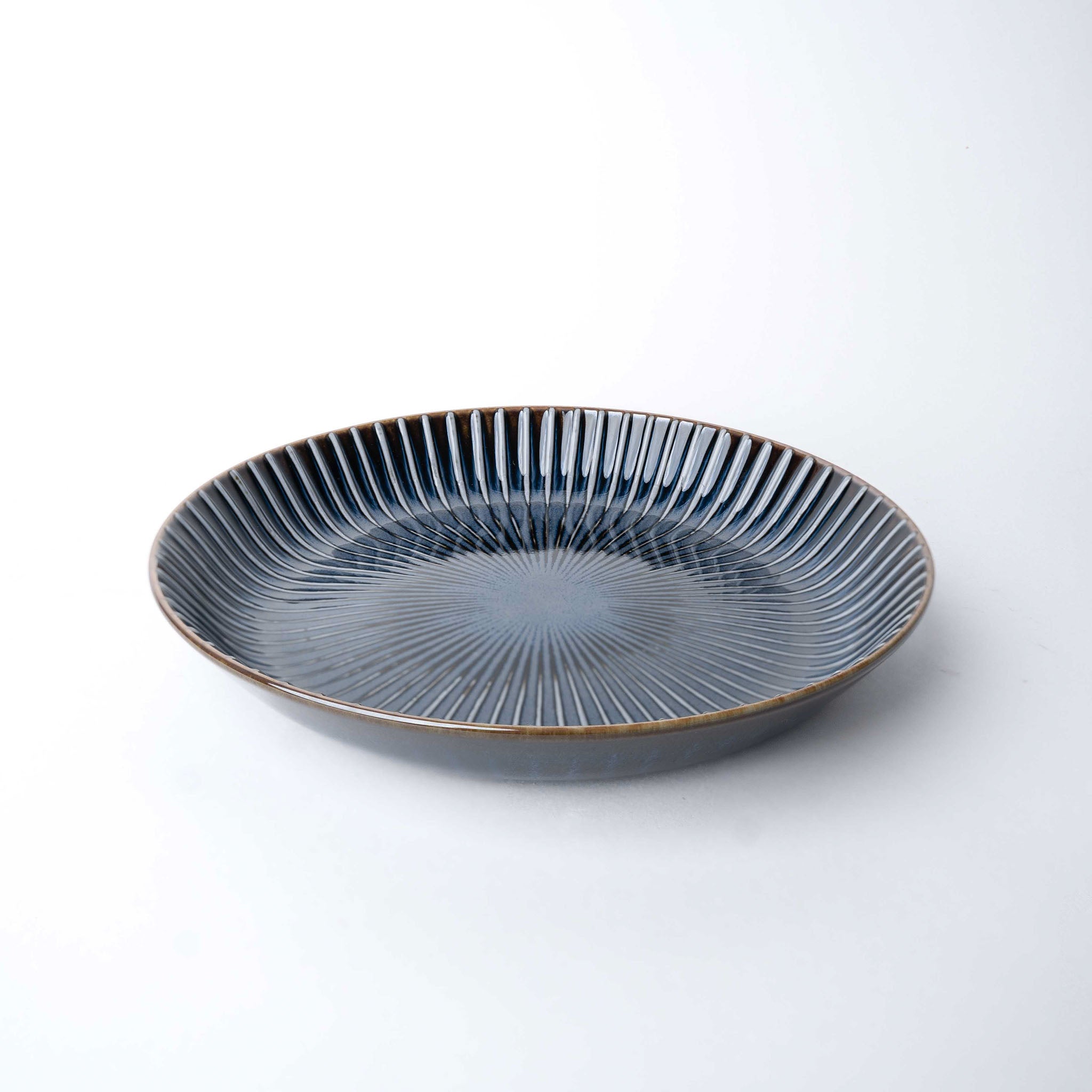 Plate High Rim 22.5cm Navy Sendan Glaze