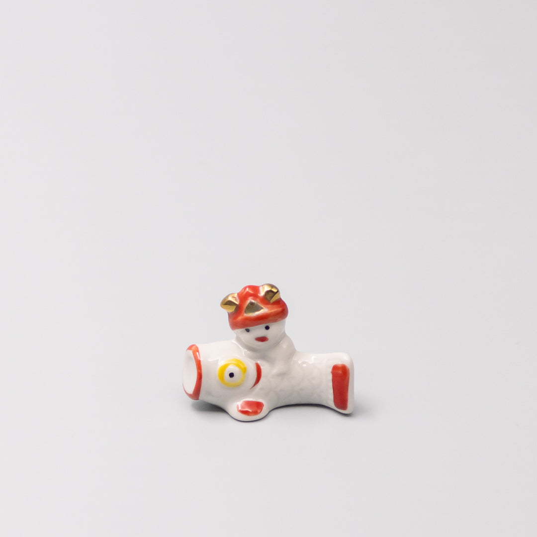 Chopstick Rest Red and White Fish Riding