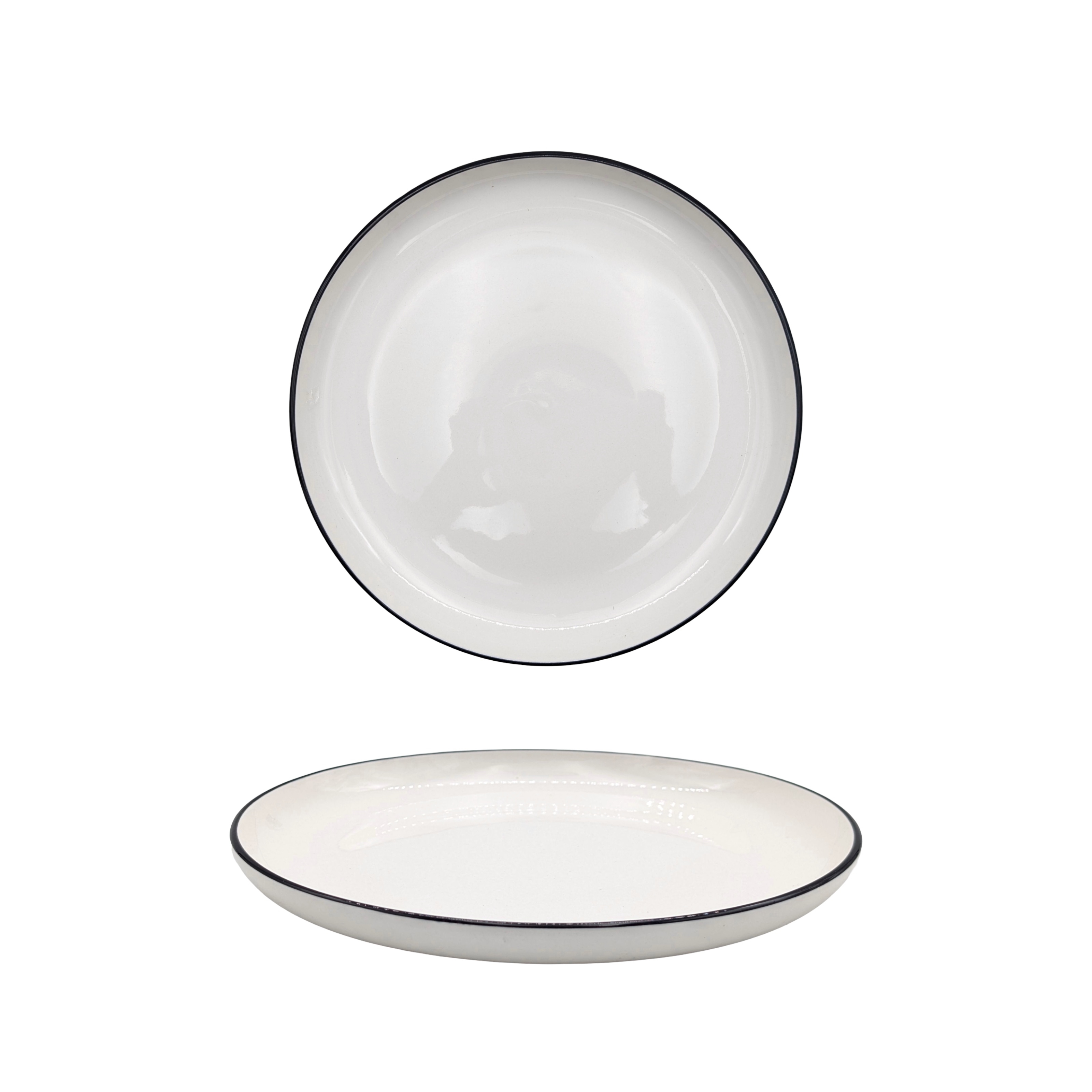 bulk 24 Sorrento Porcelain Side Plate w Black Rim 20cm