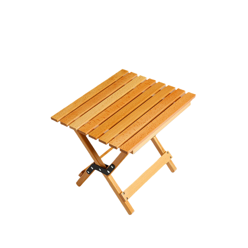 Dual-Purpose Wooden Folding Stool – Natural Wood Finish, 150kg Load Capacity - log color 40*34*36cm