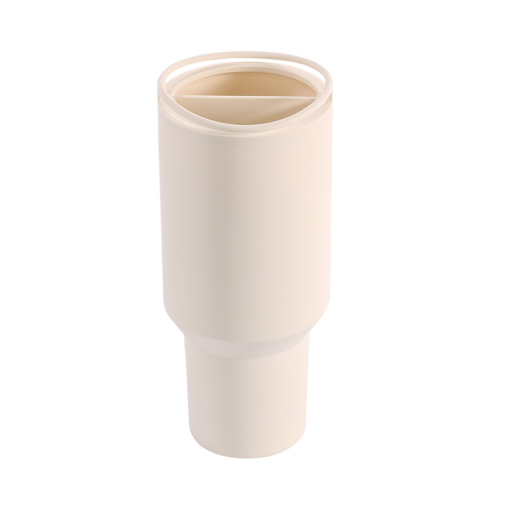 Beige 40oz Silicone Dual-Chamber Cup Separator - Food-Grade Drink Divider, Cold Drink Mug with Separate Compartments, BPA-Free Silicone Liner for Beverages, Juice, Coffee, and Tea