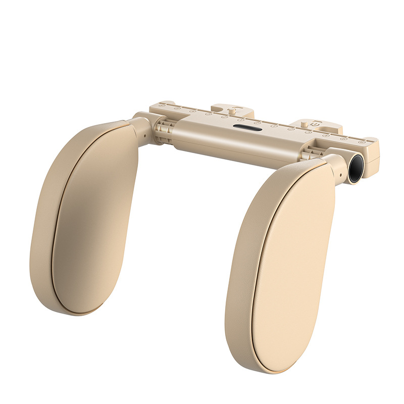 Beige Adjustable 3D Memory Foam Car Seat Headrest with Side Support, Universal Neck Pillow for Travel Comfort