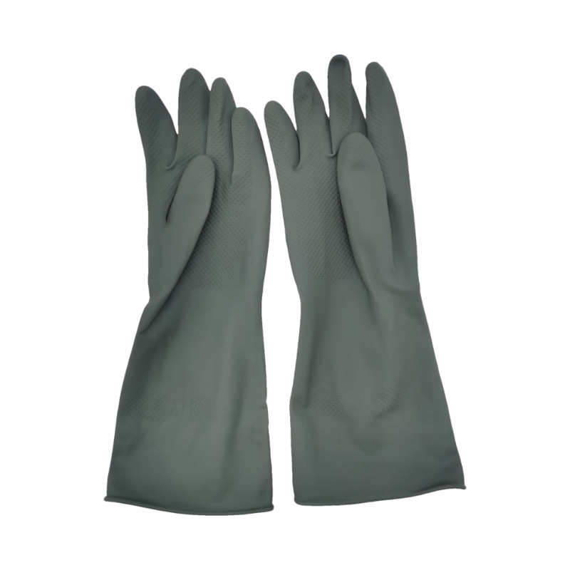 Grey Set of 3 Pairs of Durable Rubber Gloves - Waterproof, Comfortable, Ideal for Household and Cleaning Tasks