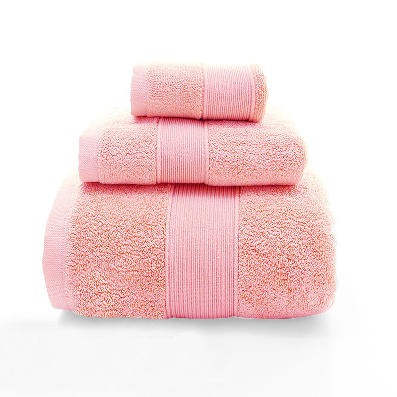 Pink Luxury 100% Cotton Towel Set - 3-Piece Combed Cotton Bath Towel Set
