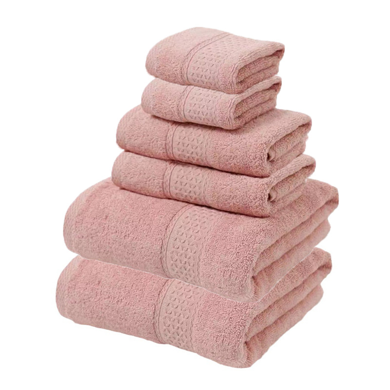 Pink Luxury 6-Piece 100% Cotton Towel Set - 2 Bath Towels, 2 Hand Towels, 2 Face Towels