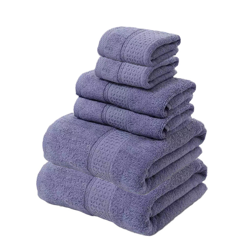 Purple Luxury 6-Piece 100% Cotton Towel Set - 2 Bath Towels, 2 Hand Towels, 2 Face Towels