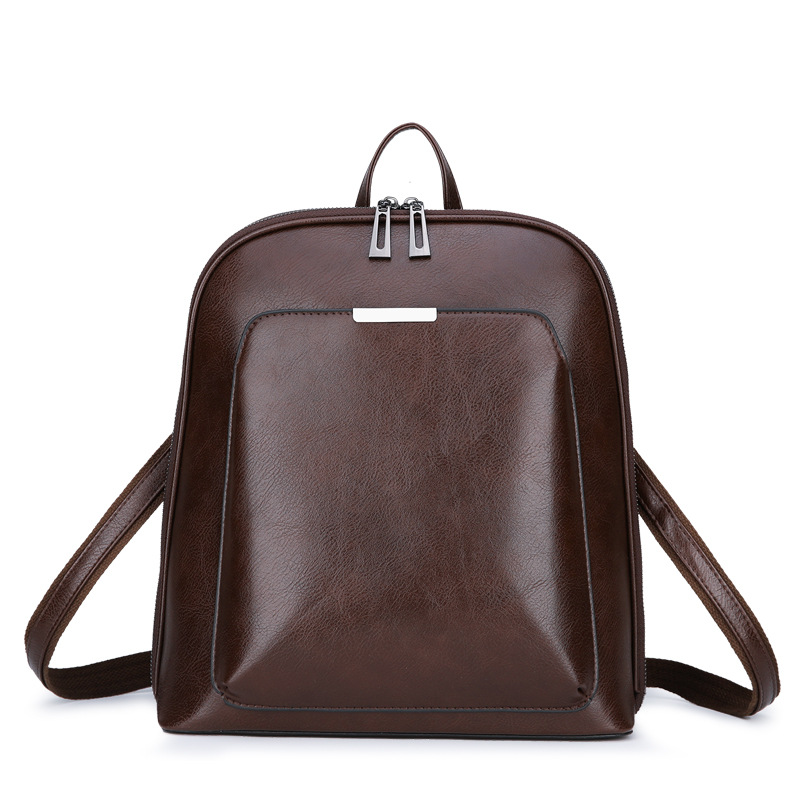 Brown Stylish Women's PU Leather Backpack - Spacious, Anti-Theft, Multi-Pocket Travel Bag for School or Work