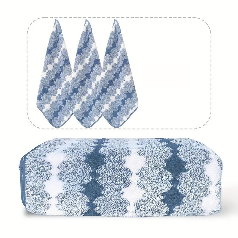 Blue Premium Coral Fleece Towel Set – 1 Bath Towel (88x170cm) + 3 Hand Towels (35x35cm) – Soft, Absorbent, and Quick-Drying