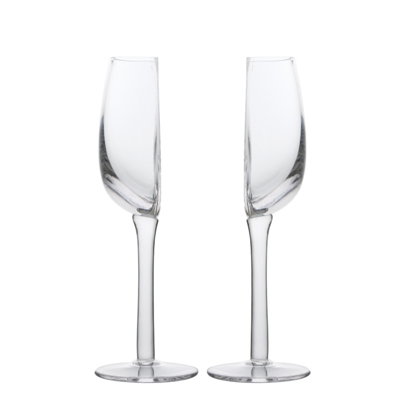 2 Pcs Unique Half-Round Crystal Wine Glass - Elegant Champagne Flute for Red & White Wine