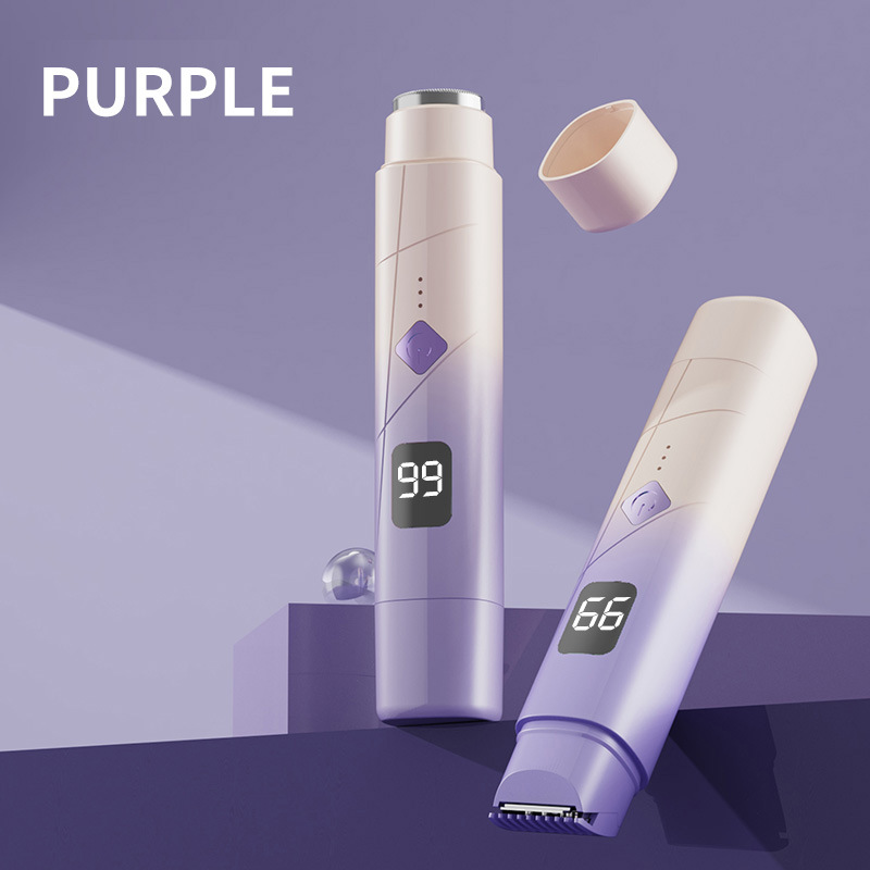 Gradient Purple Double-Headed Hair Removal Trimmer - Precision Shaving & Shortening with Type-C Charging