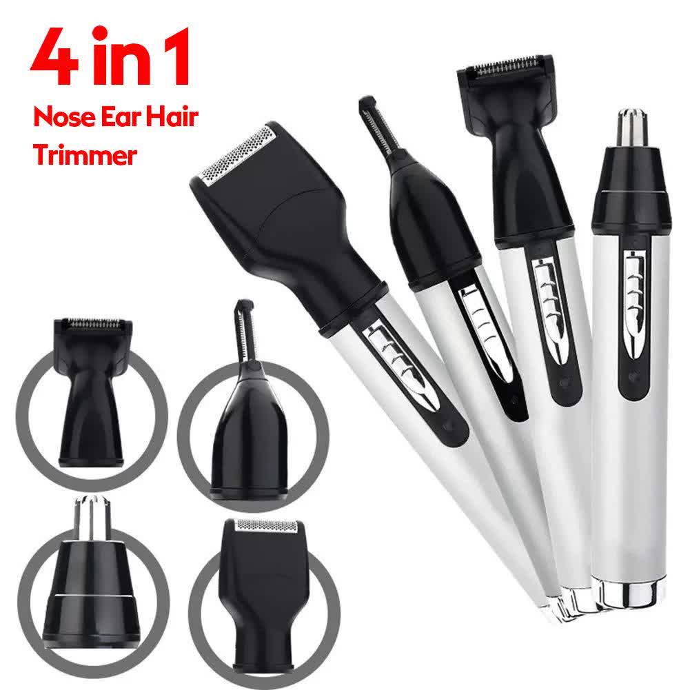 4-in-1 Electric Nose & Ear Hair Trimmer Set - USB Rechargeable Grooming Kit