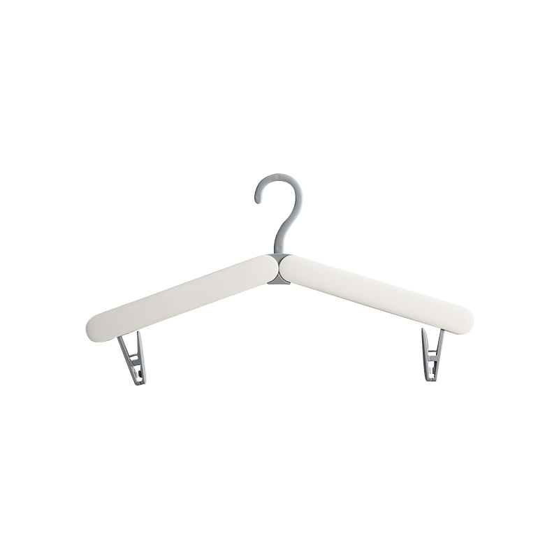 2PCS  White Portable Travel Hanger with Hidden Clips - Lightweight Folding Clothes Hanger for Socks and Small Items
