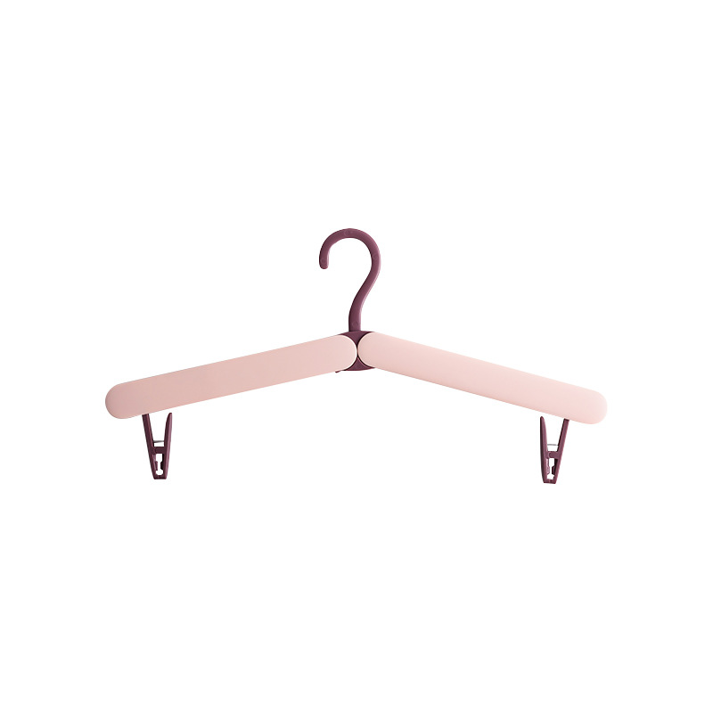 2PCS Pink Portable Travel Hanger with Hidden Clips - Lightweight Folding Clothes Hanger for Socks and Small Items
