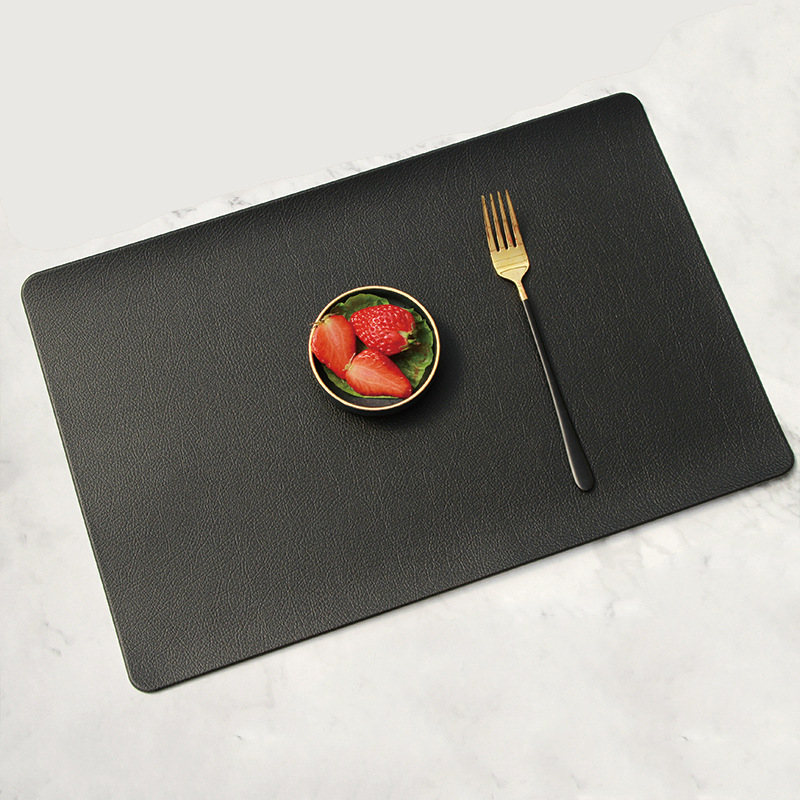 5 PCS Black Nordic Style Leather Placemat - Anti-Slip, Heat-Resistant Table Mat 30cm x 45cm