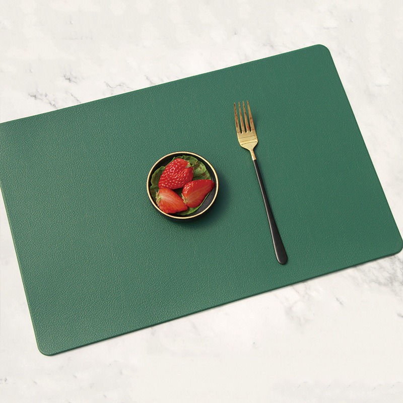 5 PCS Green Nordic Style Leather Placemat - Anti-Slip, Heat-Resistant Table Mat 30cm x 45cm