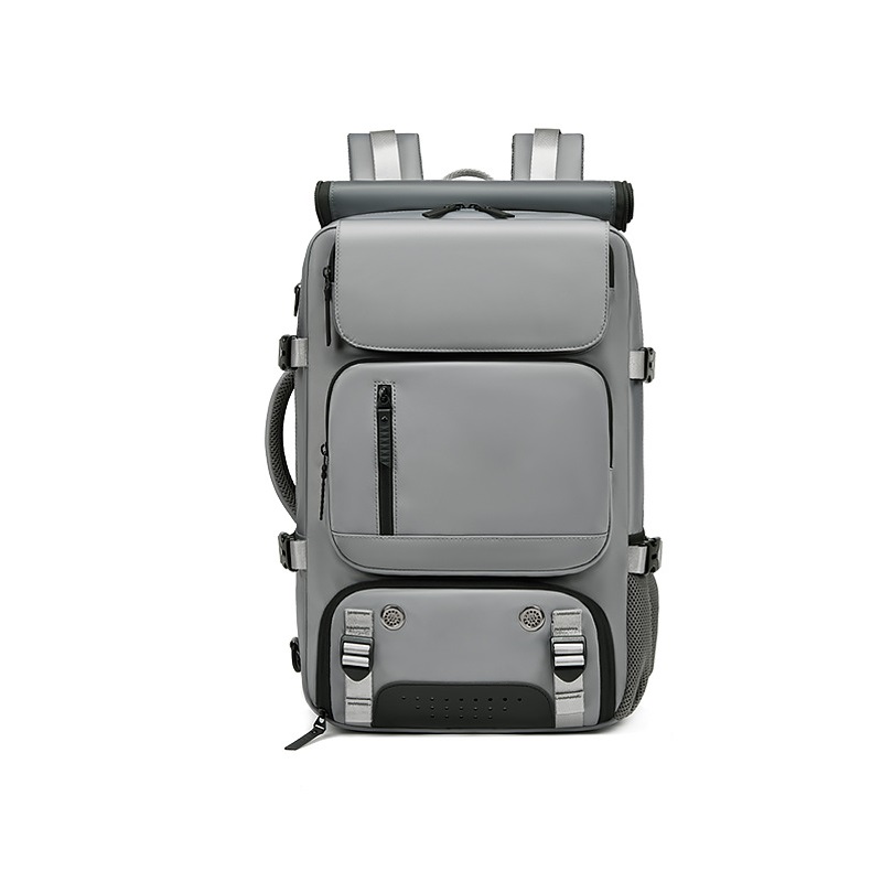 Grey Large Capacity 16-Inch Laptop Travel Backpack - Anti-Theft Professional Business Bag with Spring Buckle - Durable Oxford Cloth Outdoor Rucksack for Men and Women