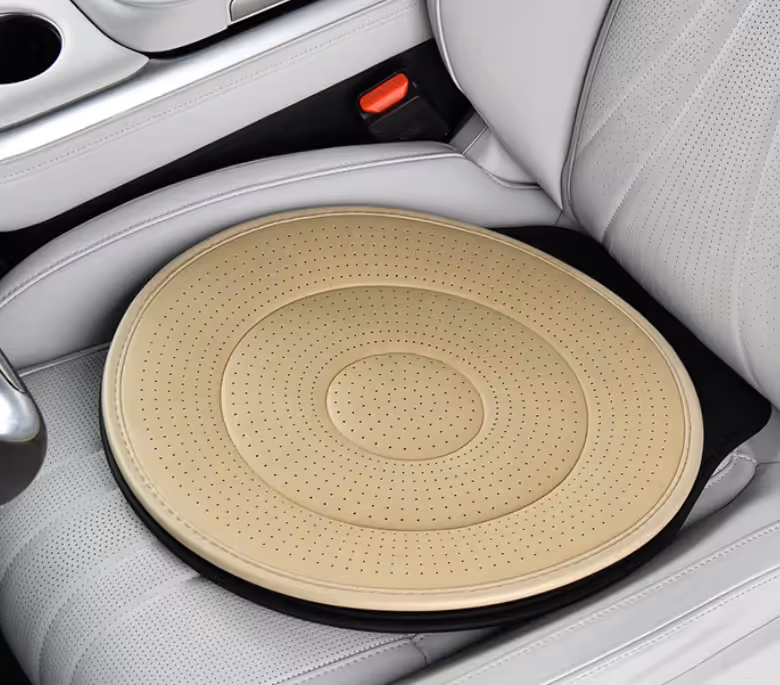Beige 360 Degree Rotating Car Seat Cushion - 53cm Nano Tech Swivel Mobility Aid - Easy Vehicle Entry and Exit for Seniors, Breathable Non Slip Ergonomic Support for Home Office and Travel