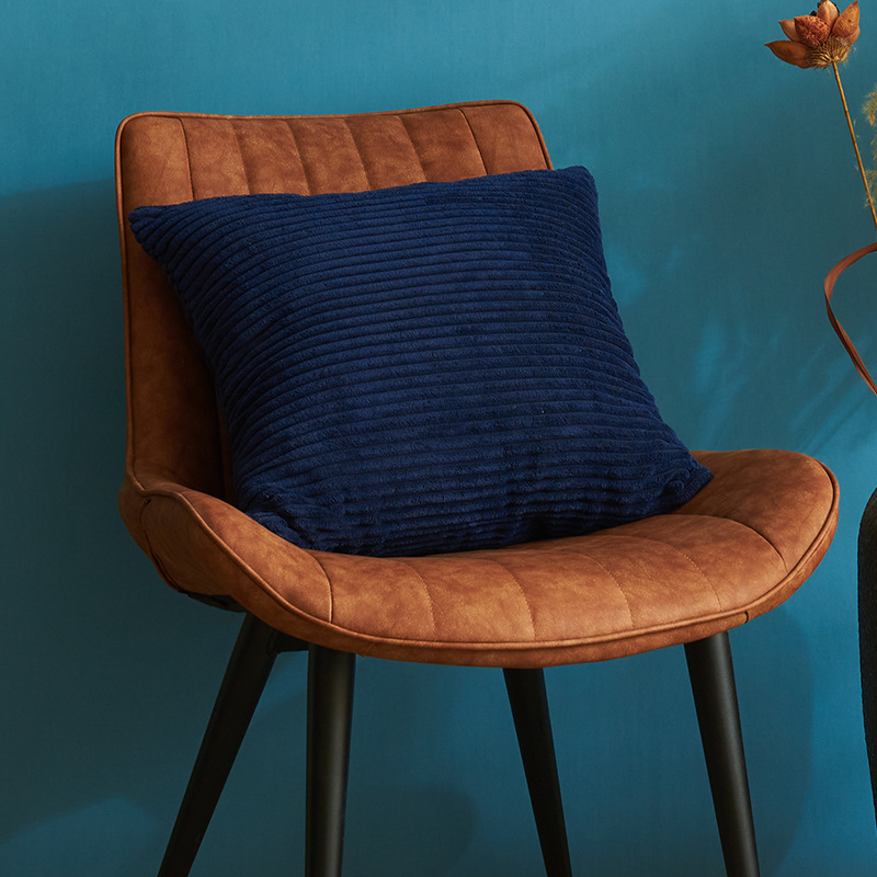 Navy Blue Set of 4 Corduroy Pillow Covers - Solid Color Minimalist Throw Cushion Covers - 45x45cm (Pillow Inserts are NOT Included)