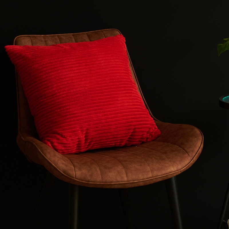 Red Set of 4 Corduroy Pillow Covers - Solid Color Minimalist Throw Cushion Covers - 45x45cm (Pillow Inserts are NOT Included)