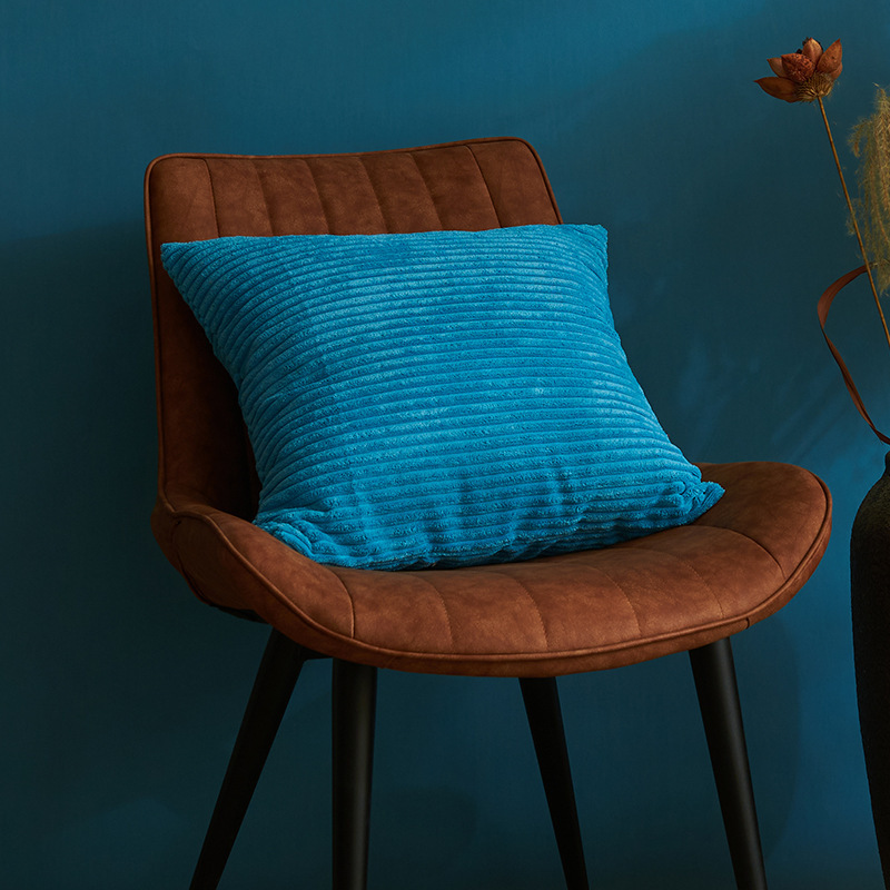 Lack Blue Set of 4 Corduroy Pillow Covers - Solid Color Minimalist Throw Cushion Covers - 45x45cm (Pillow Inserts are NOT Included)