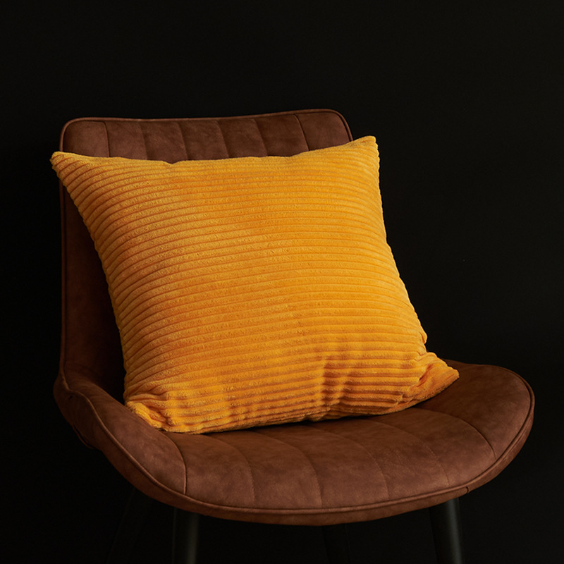 Gold Yellow Set of 4 Corduroy Pillow Covers - Solid Color Minimalist Throw Cushion Covers - 45x45cm (Pillow Inserts are NOT Included)