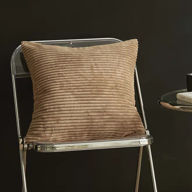 Light Brown Set of 4 Corduroy Pillow Covers - Solid Color Minimalist Throw Cushion Covers - 45x45cm (Pillow Inserts are NOT Included)