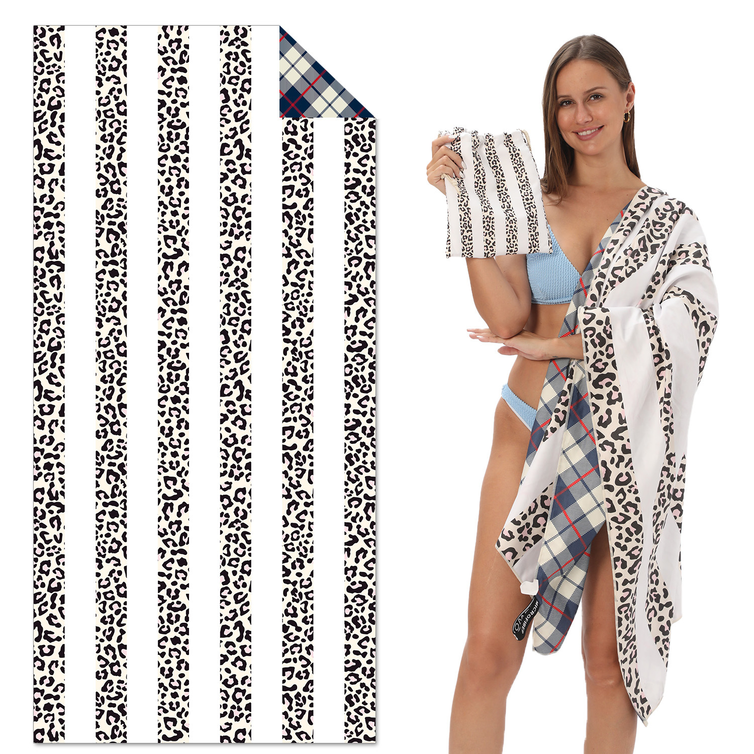 TW1 - Double-Sided Printed Beach Towel - Soft Microfiber - 100x180cm