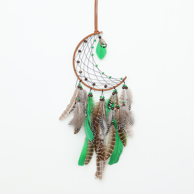 Crescent Boho Forest Dreamcatcher Wind Chime Pendant - INS Style Moonlit Serenity Decor