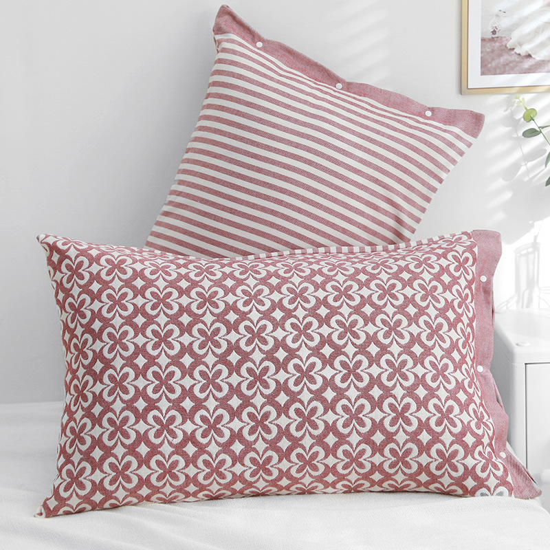 Pink petals Snap-On Cotton Gauze Pillowcase Set - Full Coverage, Non-Slip, Easy Closure (One pair without pillow core)