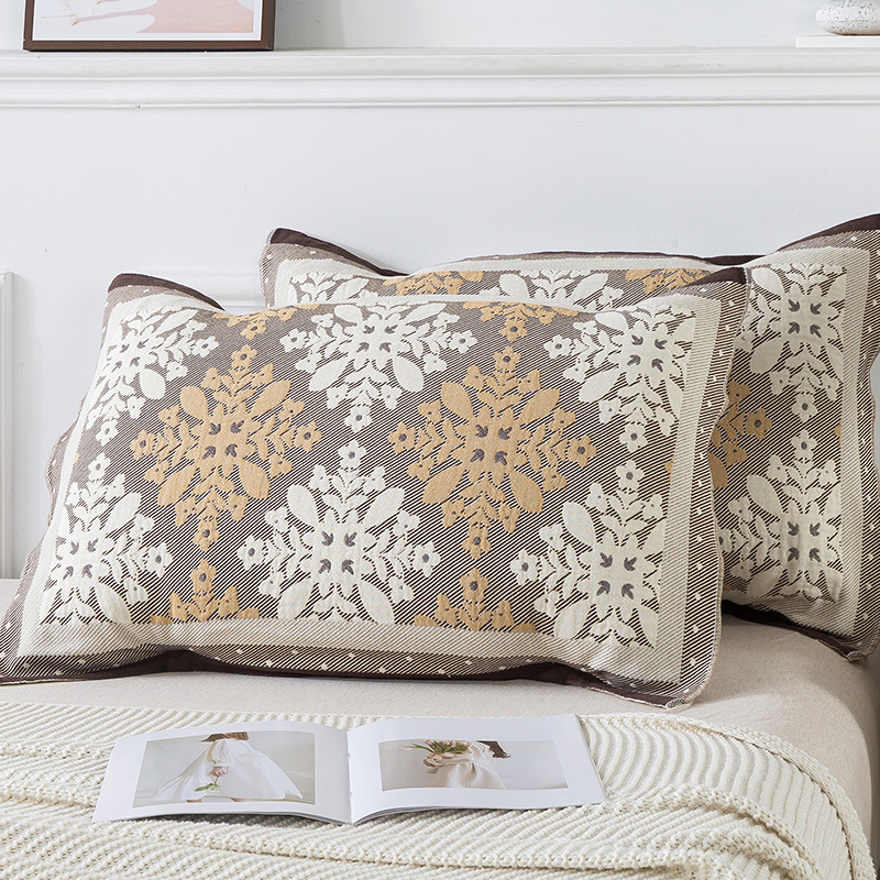 Pair of Adjacent flower room Tied Cotton Gauze Pillow Cover - Secure Fit, Premium Comfort (Insert Not Included)