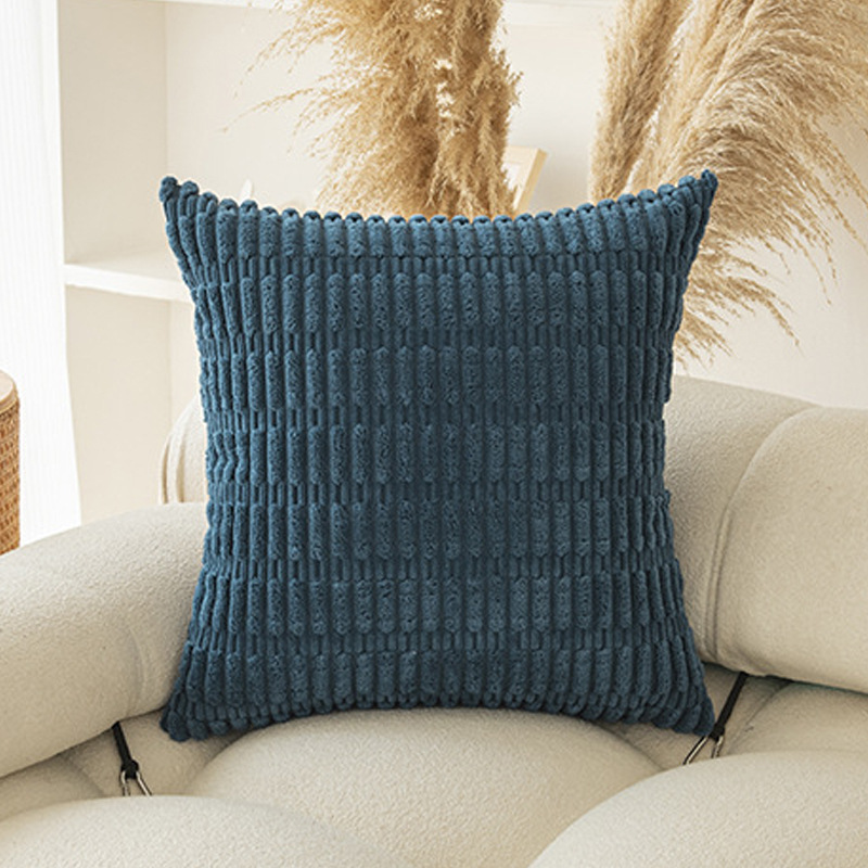 Blue Set of 2 Corduroy Style Throw Pillow Covers - Machine Washable 50*50CM