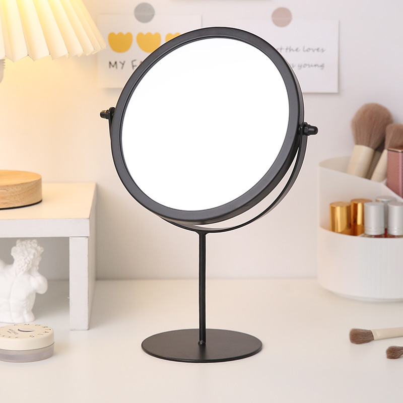 Black Rotating Tabletop Makeup Mirror - 360º Swivel Vanity Mirror for Bedroom & Desk