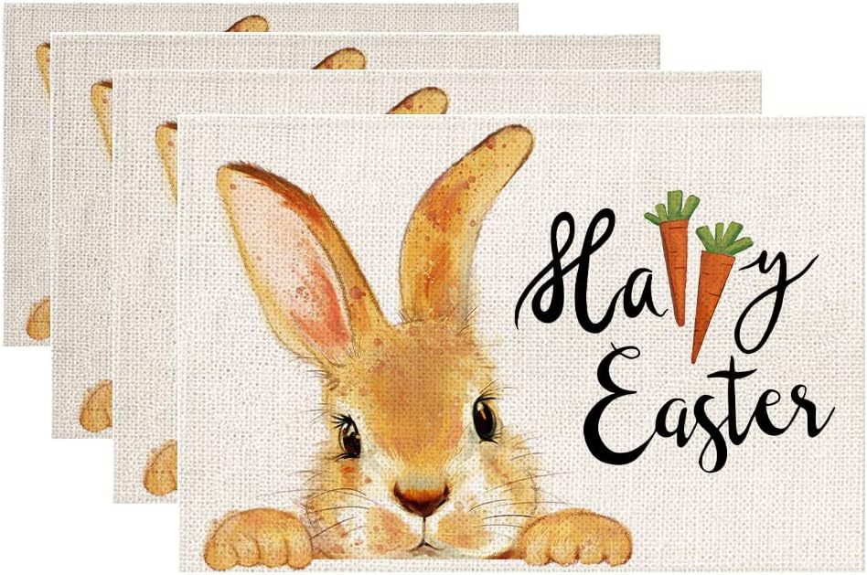 Easter Cotton-Linen Placemats - Set of 4 Anti-Stain Table Mats(Style 1)