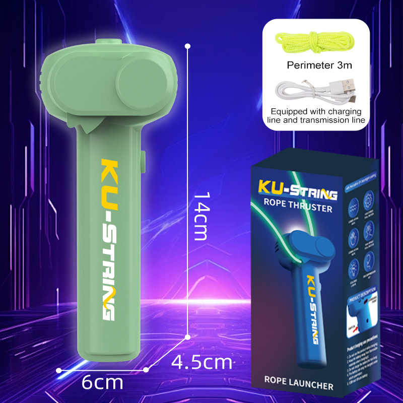 Green 3-Meter Glow-in-the-Dark Rope Launcher Toy - Fun Stress Relief for All Ages