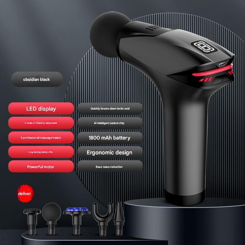 Black Fitness Muscle Relief Gun - Mini, Cold Pack, LED Display