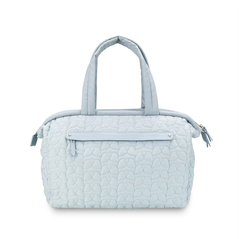 Blue Quilted Pattern Large Capacity Mummy Bag - Stylish Baby Diaper Bag for Moms, Baby Stroller Bag with Multiple Compartments