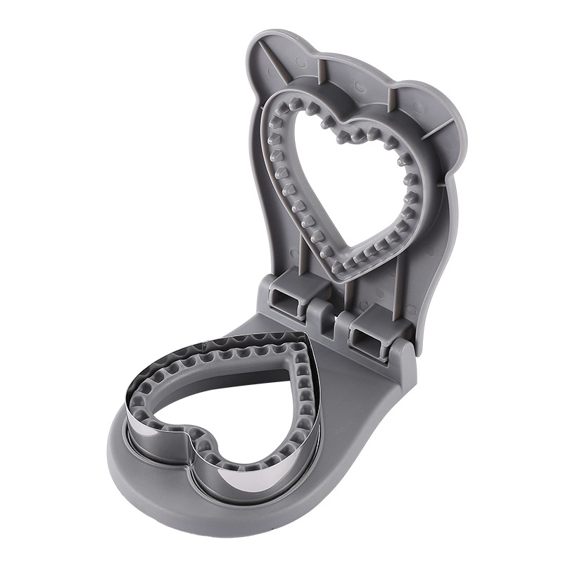 3 Pcs Grey Heart Sandwich Maker Sealer - DIY Toast Pocket Bread Cutter & Sealer Mold (PP + 304 Stainless Steel)