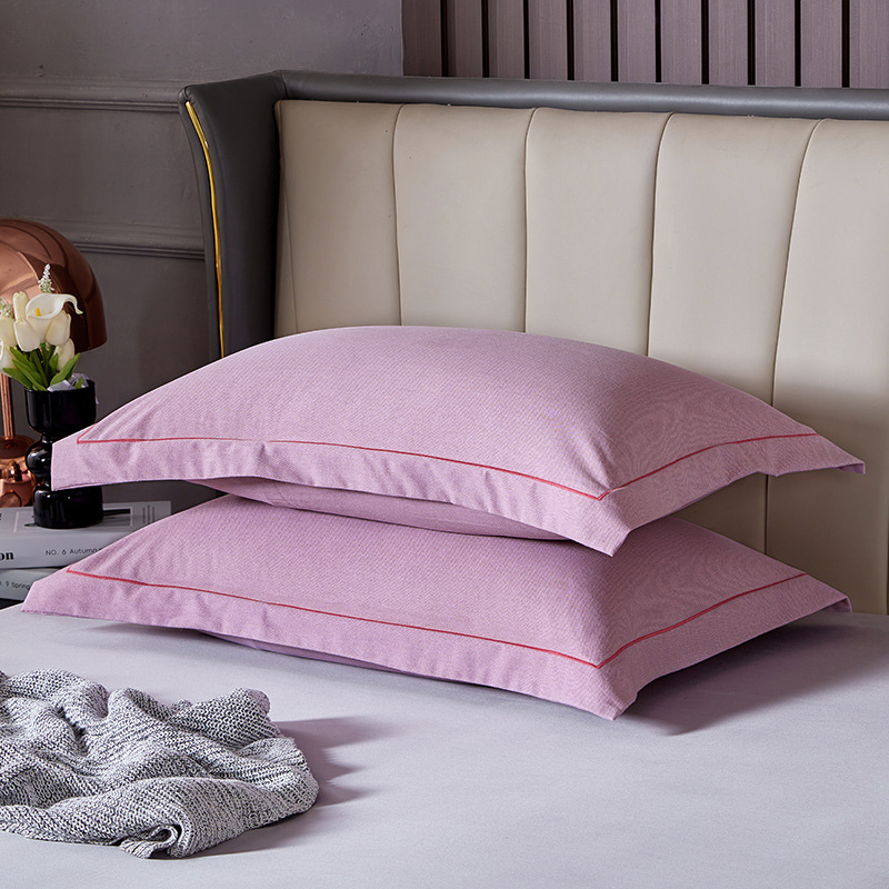 Light Purple Pure Cotton Flannel Pillowcase Set - Soft, Thickened, Solid Color (Pair, 48x74cm)