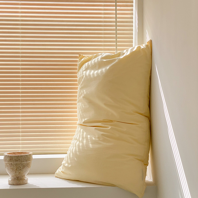 Light Yellow 100% Cotton Pillowcase Set - Envelope Closure(without pillow core)