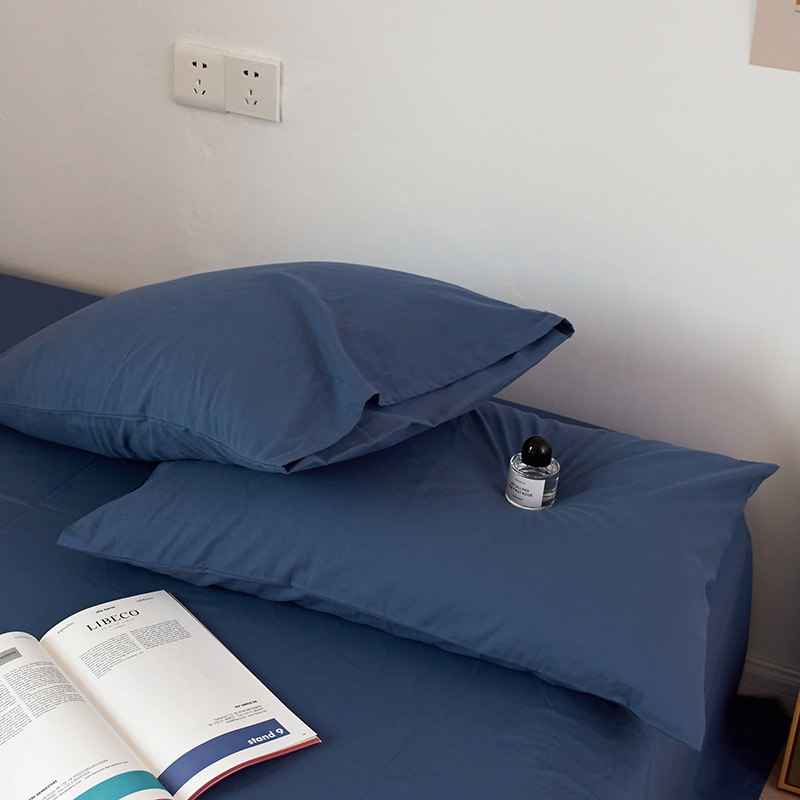 Dark Blue 100% Cotton Pillowcase Set - Envelope Closure(without pillow core)
