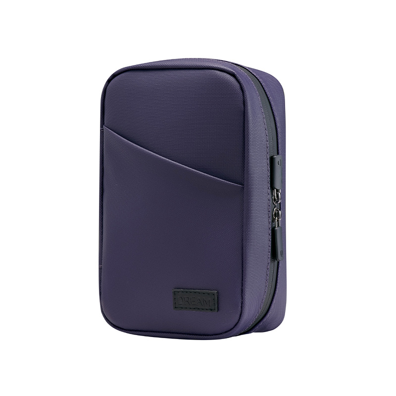 Dark Purple Premium PU Leather Multi-Functional Travel Cable Organizer - Waterproof Digital Storage Pouch