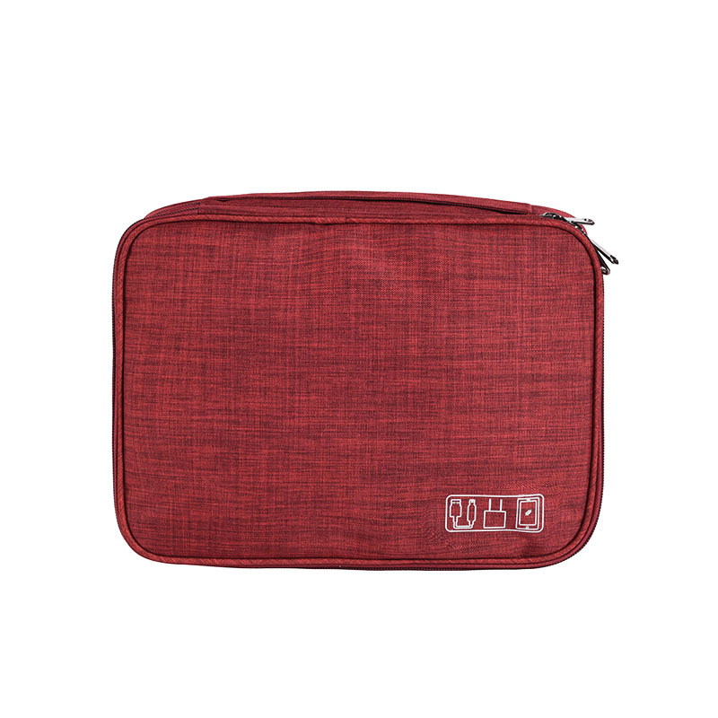 Red Durable Three-Layer Earphone & Digital Organizer - Waterproof Cosmetic & Cable Storage Pouch(Photography props not included, only the bag)