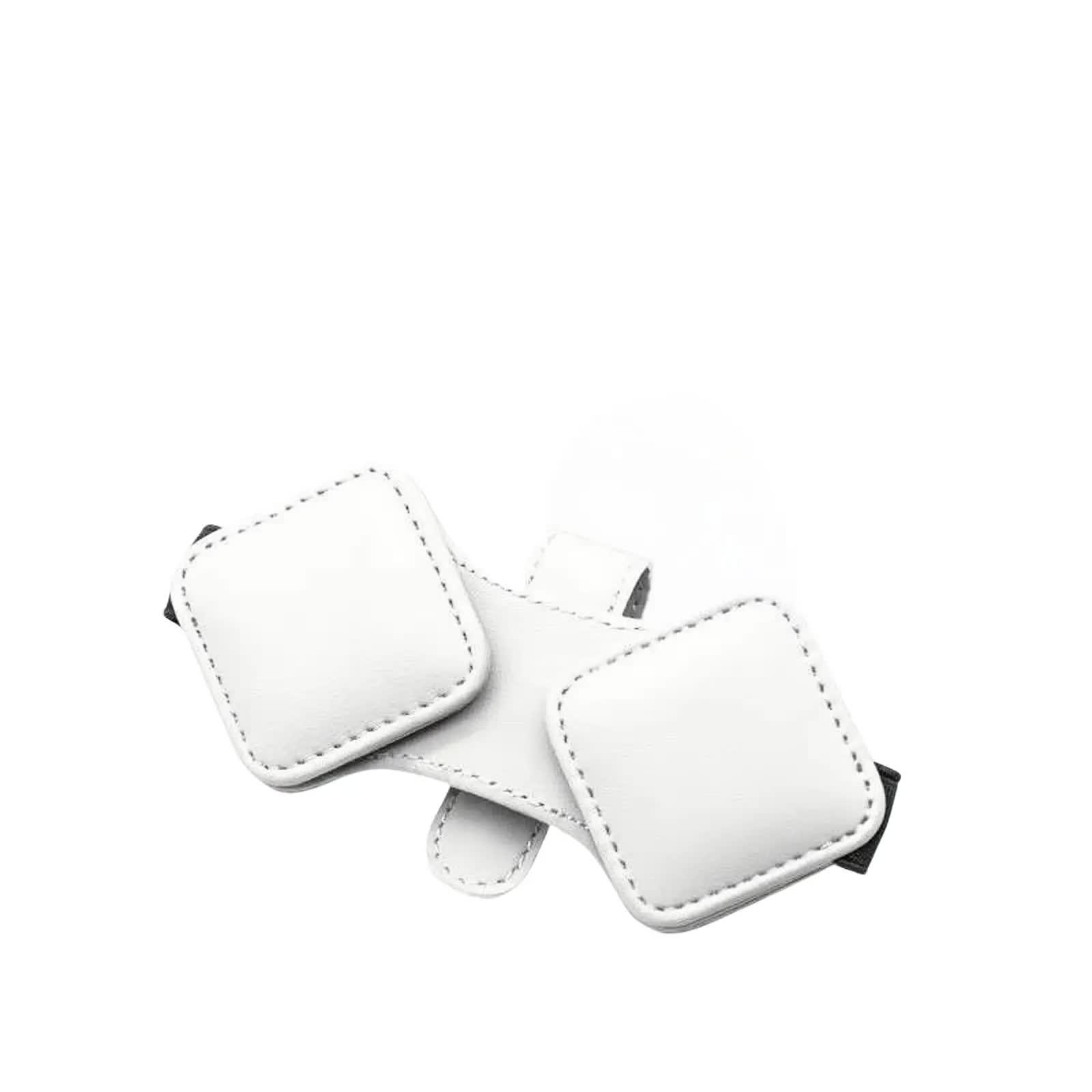 2 Pcs White Car Sun Visor Glasses Holder Clip with Dual Magnetic Clamps - PU Leather, Anti-Slip, and Multi-Functional Storage